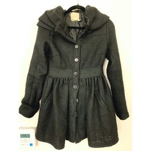 Black Hooded Dress Coat Urban Outfitters